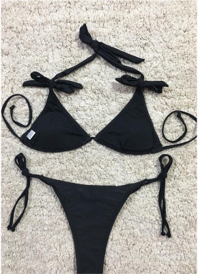 Womens Bikini Set Self-tie Sexy Open Back Low-rise Tie Waist Bathing Suit Tank tops_3