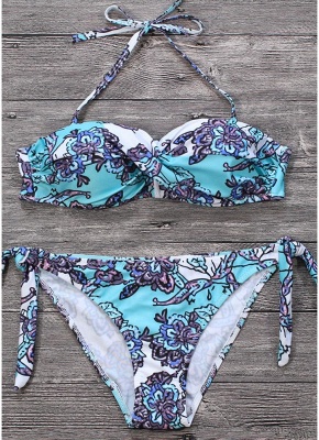 Hot Womens Bikini Set Swimsuit Printed Bathing Suit Halter Padded Tank top Swimsuit Beach Wear_3
