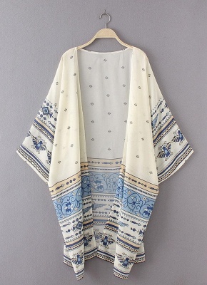 Summer Chiffon Printed Women's Long Loose Thin Kimono_3