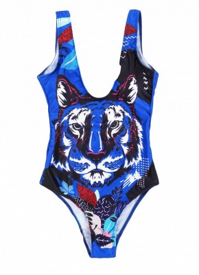 Womens One Piece Bathing Suit Tiger Head Print Swimsuit Beach Summer Swimsuit_3
