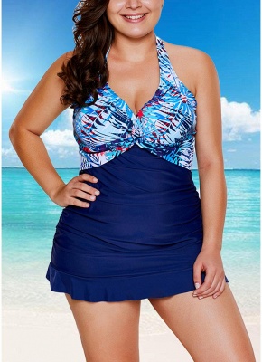 Sale blue Hot Women Tankini Set Bathing Suit UK Printed Padded Top Sexy Backless High Waist Swimsuits UK Tank Top Bathing Suit UK Blue from Chicuu. Best affordable Tankinis online store,  discounts are waiting for y_1
