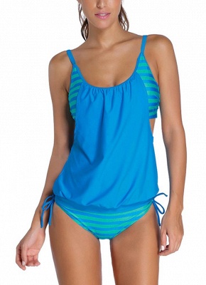 Hot Stripe Print Scoop Tankini Set_1