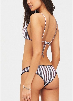 Womens Bikini Swimsuits Striped Print Triangle Cups Tank tops_3