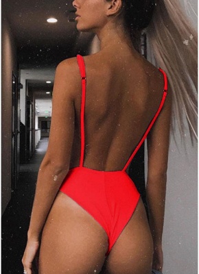 Cut Out Open Back Solid Padded Monokini One Piece_6