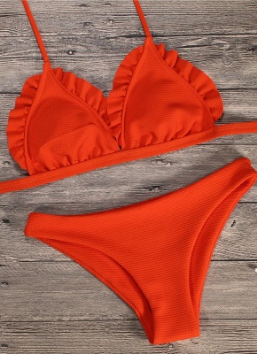Womens Bikini Set Push Up Bathing Suit Swimsuit Ruffle Low Waisted Padded Tank top Swimsuit Beach Wear_3