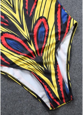 Modern Women One-Piece Swimsuit Swimwear African Totems Print Monokini Push Up Padded Bikini Bathing Suit Beachwear_6