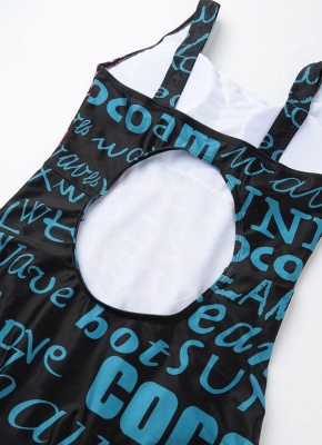 Letter Print Cut Out Back Padded Wireless One Piece Bathing Suit UK_6