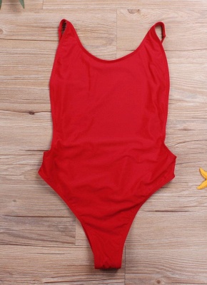 Cut Out Open Back Solid Padded Monokini One Piece_1