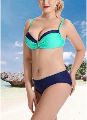 Women Big Tank Top Bikini Set UK Triangular Spaghetti Strap Bathing Suit UK_5