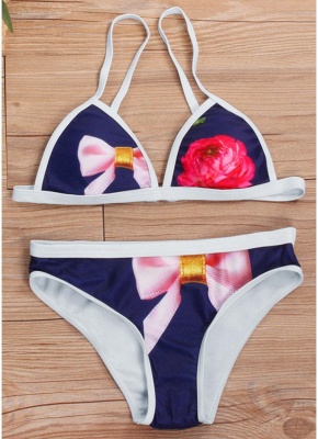 Womens Triangle Bikini Set Printed Bathing Suit Swimsuit Padded Swimsuit_3