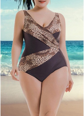 Women Big One Piece Bathing Suit UK Leopard Print Monokini Swimsuits UK Bathing Suit UK_1