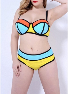 Women Big Bikini Set UK Color Block Tank Top Bathing Suit UK Bathing Suit UK_2
