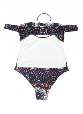 Womens One-Piece Swimsuit Totems Print Solid Color Monokini Swimsuit Bathing Suit_6
