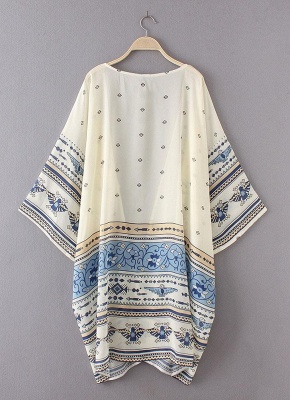 Summer Chiffon Printed Women's Long Loose Thin Kimono_4