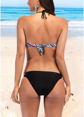 Womens Strappy Print Bikini Set Sexy Open Back Bathing Suit Swimsuit Beach Swimsuit_3