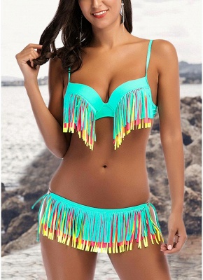 Fringe Tassel Brazilian Push UpBikini Set_1