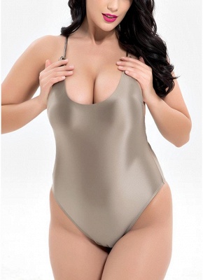 Plus Size Strappy Swimsuit Backless Hollow Out One Piece_3