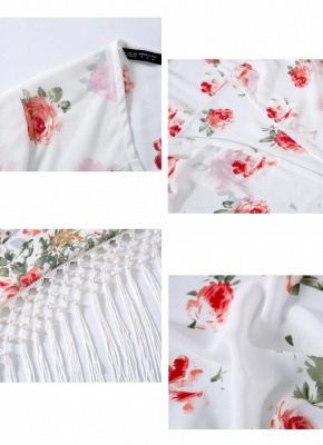 Fashion Floral Tassel Long Sleeve Chiffon Kimono_4