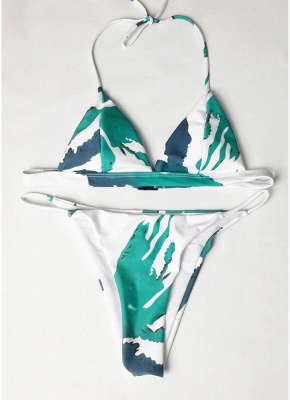 Womens Floral Halter Bikini Set Bathing Suit Low Waist Tank top Bathing Suit Swimwear_4