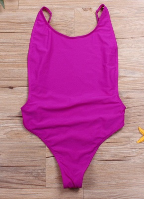 Cut Out Open Back Solid Padded Monokini One Piece_2