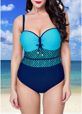 Modern Women Swimsuit One Piece Swimwear Color Splice Ruched Underwire Swimsuit Beach Wear_4
