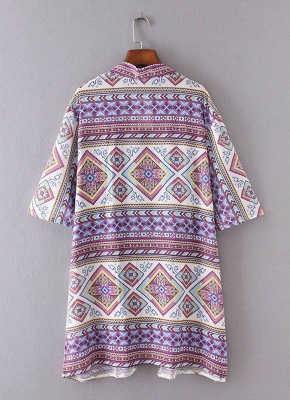 Bohemian Fashion Chiffon Geometric Print Loose Women's Kimono_5