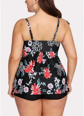 Modern Women Plus Size Swimsuits Floral Print Padded Modest Slimming Swimwear Bathing Suit_3