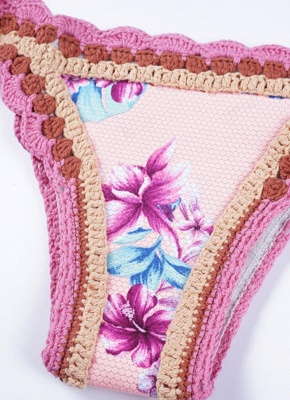 Crochet Knit Floral Halter Bodycon Bikini Set UK_10