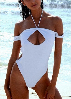 Womens One-Piece Swimsuit Totems Print Solid Color Monokini Swimsuit Bathing Suit_1