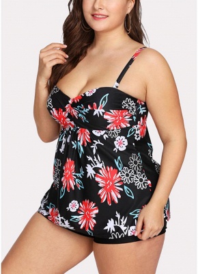 Modern Women Plus Size Swimsuits Floral Print Padded Modest Slimming Swimwear Bathing Suit_5