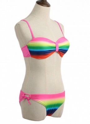 Hot Gradient Rainbow Print Underwire 3/4 Cup Women's Bikini UK_3