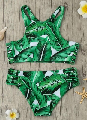Tropical Leaves Print Bodycon Padded Bikini UK_6