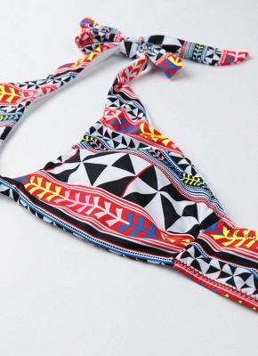Push Up Padded Geometry Print Cross Halter Bikini Set UK_6