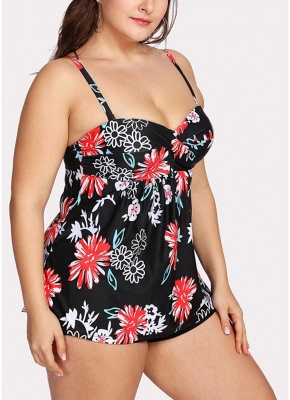 Modern Women Plus Size Swimsuits Floral Print Padded Modest Slimming Swimwear Bathing Suit_4