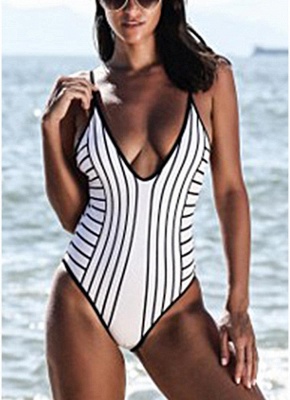 Womens One Piece Swimsuit High Cut Sexy Open Back Bathing Suit Playsuit Jumpsuit Rompers_3