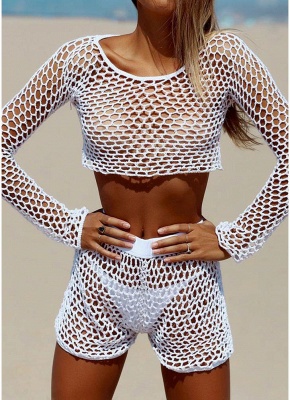 Hollow Out Beach Cover-Up Fishnet_1