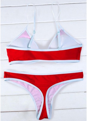 Womens Tank top Bikini Set Color Block Triangle Spaghetti Strap Swimsuit_5