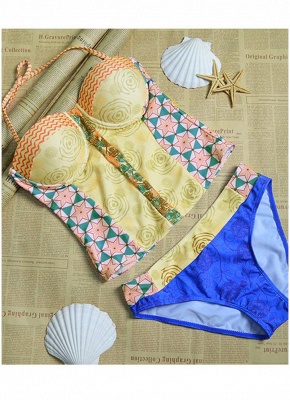Hot Womens Bikini Set Floral Geometric Print Underwire Push Up Swimsuit_4