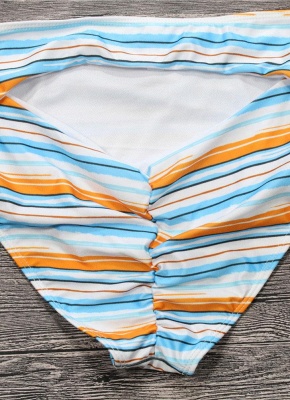 Womens Strapless Swimsuit Striped Print Halter Bikini Set Beach Bathing Suit Swimsuit_7