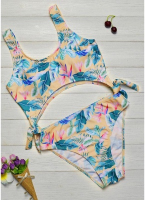 Printed Padded Hollow Out Monokini Swimsuit_1