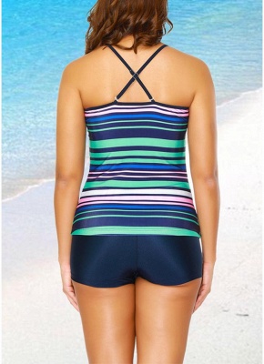 2xl Modern Women Tankini Set Spaghetti Strap Sleeveless Bathing Suit Beach Swimwear_2