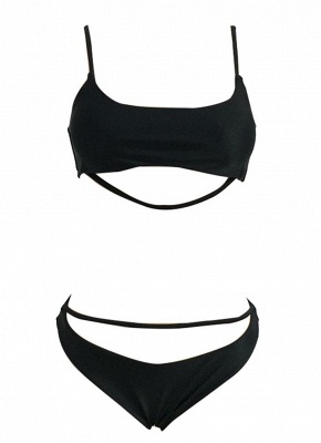 Sleeveless Sexy Open Back Bandage Padding Wireless Adjustable Strap Bikini Set_4