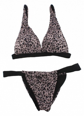 Womens Leopard Print Swimsuit Set Tank tops Bikini Bathing Suit_3