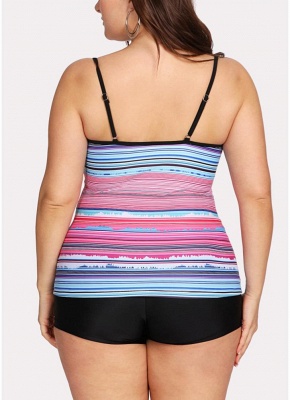 Modern Women Plus Size Swimwear Striped Print Padding Bikini Set Bathing Suit Swimsuits_4