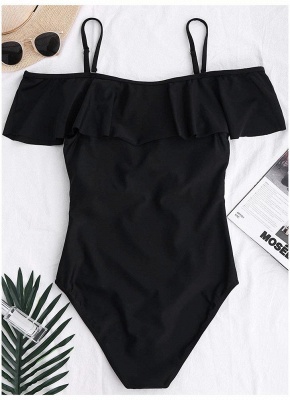Women One Piece Bathing Suit UK Solid Spaghetti Strap High Waist Swimsuits UK Playsuit Jumpsuit Rompers_1