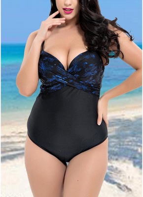 Modern Women Plus Size Backless Swimsuit Flower Print Underwire Swimwear Bathing Suit_1