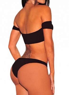 Hot Solid Halter Bodycons Sexy Backless Tank Top Bikini Set UK_5
