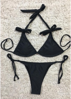 Womens Bikini Set Self-tie Sexy Open Back Low-rise Tie Waist Bathing Suit Tank tops_4