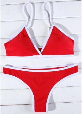Womens Tank top Bikini Set Color Block Triangle Spaghetti Strap Swimsuit_4