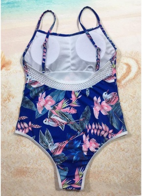 Women One Piece Bathing Suit UK Floral with Leaves Printed High Cut Sexy Backless Mesh Insert Swimsuits UK Rompers Jumpsuit_4